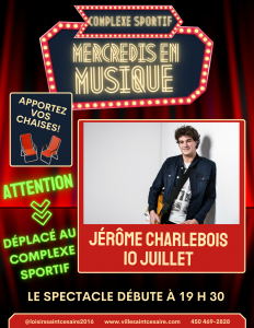 Mercredi en musique - Jérôme Charlebois @ Complexe sportif